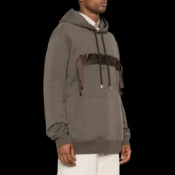 hoodie LANVIN coton vert marron broderie logo Curb