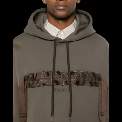 hoodie LANVIN coton vert marron broderie logo Curb