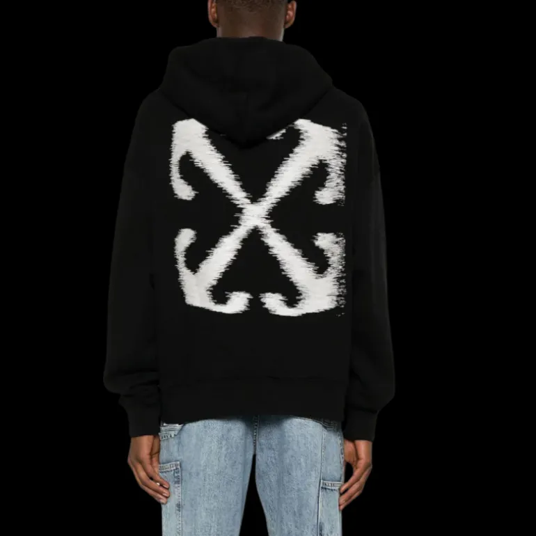 hoodie OFF WHITE Windy Arrow jersey coton noir croix dos blanc