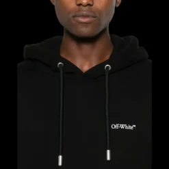 hoodie OFF WHITE Windy Arrow jersey coton noir croix dos blanc
