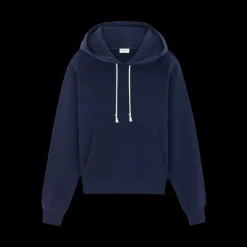 Hoodie SAINT LAURENT Cassandre coton bleu marine broderie YSL
