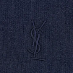 Hoodie SAINT LAURENT Cassandre coton bleu marine broderie YSL