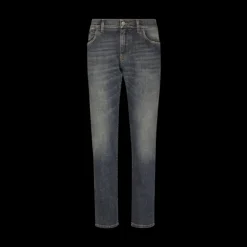 Jean DOLCE & GABBANA denim stretch skinny délavé bleu clair plaque métal