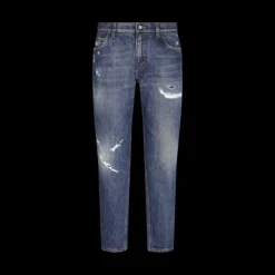 Jean DOLCE & GABBANA Loose Fit denim coton bleu délavé broderie DG