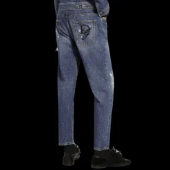 Jean DOLCE & GABBANA Loose Fit denim coton bleu délavé broderie DG