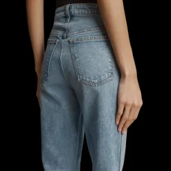 Jean droit taille haute AKHAITE bigail coton denim bleu clair