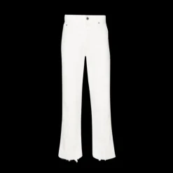 Jean LANVIN coupe droite coton blanc patch logo cuir blanc dos