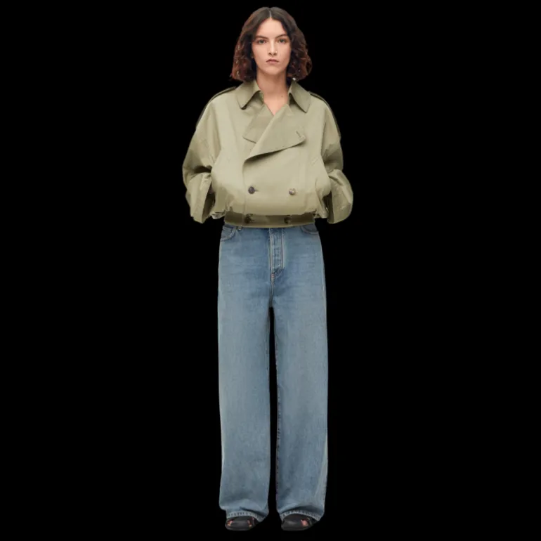 Jean LOEWE taille haute denim coton bleu delavé