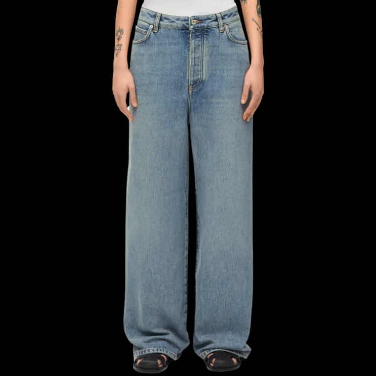Jean LOEWE taille haute denim coton bleu delavé
