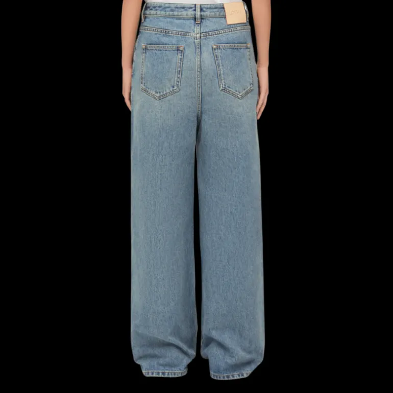 Jean LOEWE taille haute denim coton bleu delavé