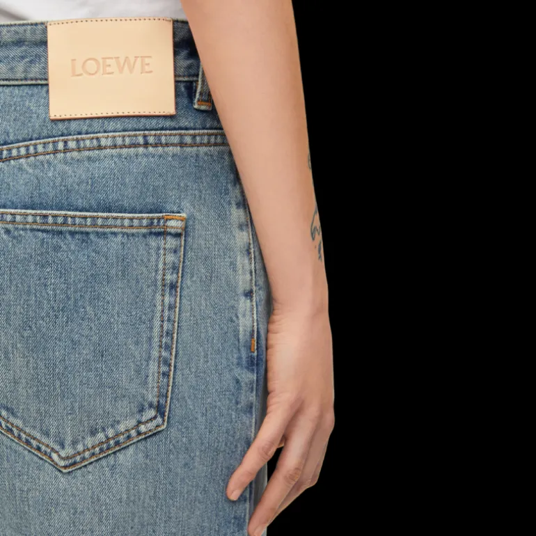Jean LOEWE taille haute denim coton bleu delavé