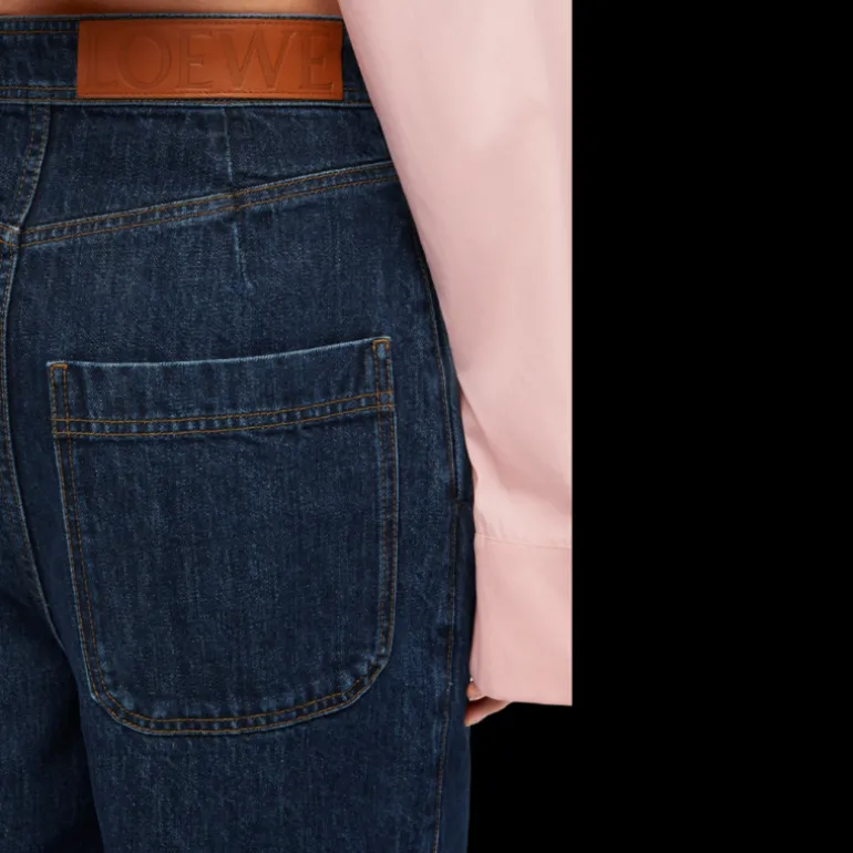 Jean Taille haute LOEWE Large denim bleu brut