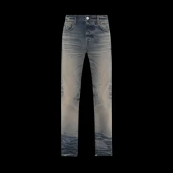 Jeans AMIRI coupe droite coton denim italien bleu vieilli vintage