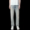 Jeans AMIRI Slim denim coton bleu clair délavé