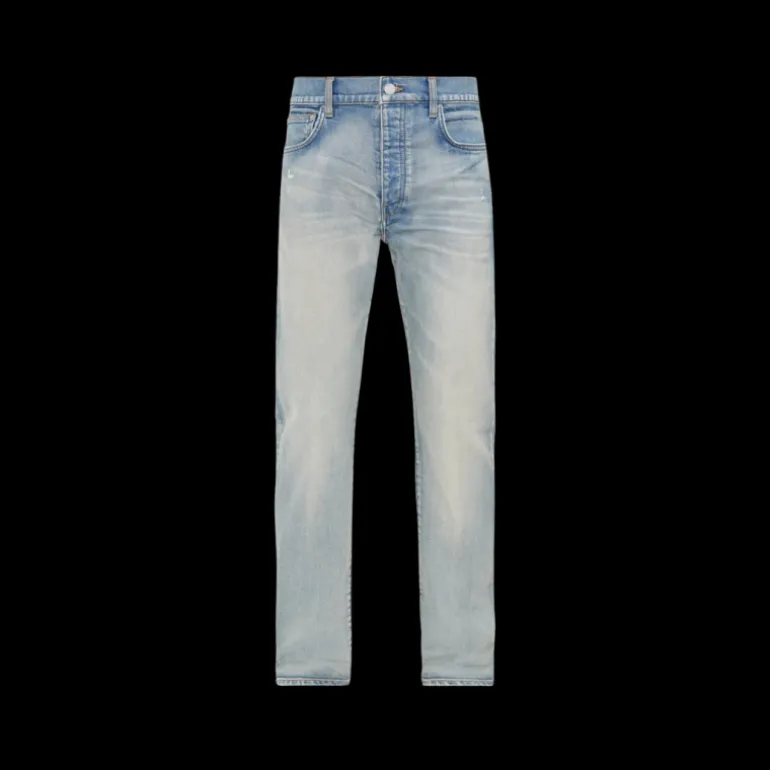 Jeans AMIRI Slim denim coton bleu clair délavé