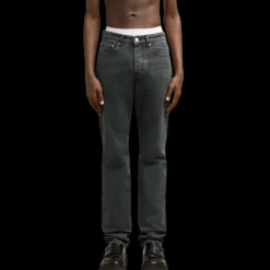 Jeans denim AMI coton gris delavé