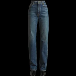 Jeans KHAITE Danielle taille haute denim coton stretch bleu