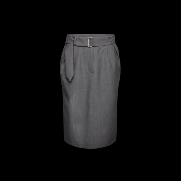 Jupe aux genoux MAGDA BUTRYM laine soie gris ceinture