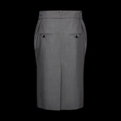 Jupe aux genoux MAGDA BUTRYM laine soie gris ceinture