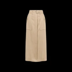 Jupe droite ALBERTA FERRETTI taille haute poche cargo viscose lin beige boucle