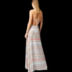 Jupe longue fendue MISSONI viscose zigzag 3D multicolore