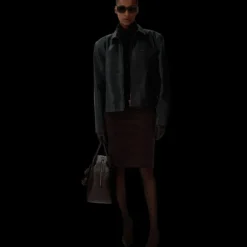 Jupe midi MAGDA BUTRYM taille dentelle coton velours côtelé marron