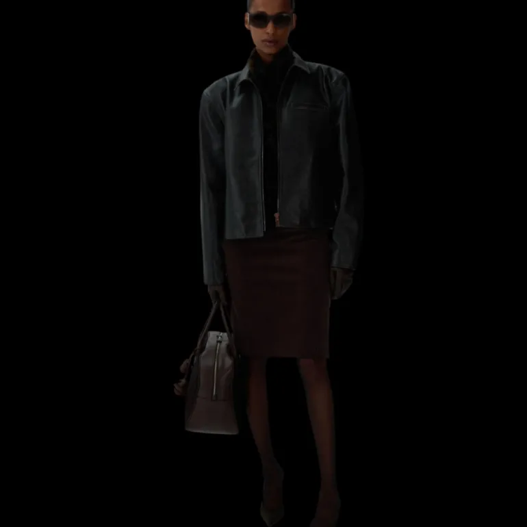 Jupe midi MAGDA BUTRYM taille dentelle coton velours côtelé marron