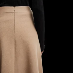 Jupe MONCLER midi évasée maille laine coton camel