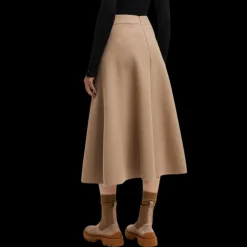 Jupe MONCLER midi évasée maille laine coton camel