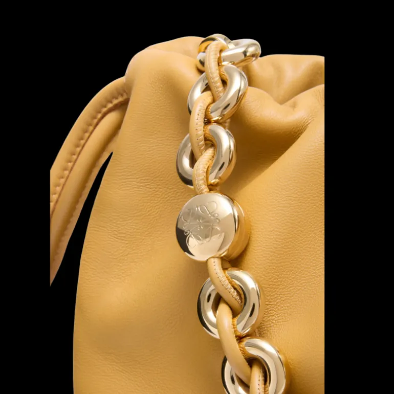 LOEWE Grand Flamenco Purse sac cuir agneau nappa jaune chaine or bandoulière
