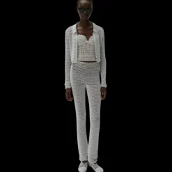 MAGDA BUTRYM Cardigan à col boutonné en crochet bleu clair