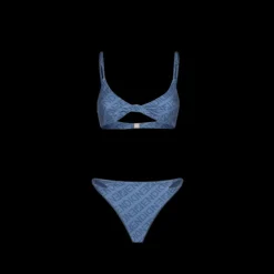 Maillot de bain FENDI 2 pièces lycra bleu FF fendi mirror
