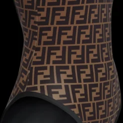Maillot de bain FENDI Lycra® marron motif FF intégral