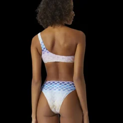 Maillot de bain MISSONI 2 pièces bandeau asymétrique viscose zig zag bleu
