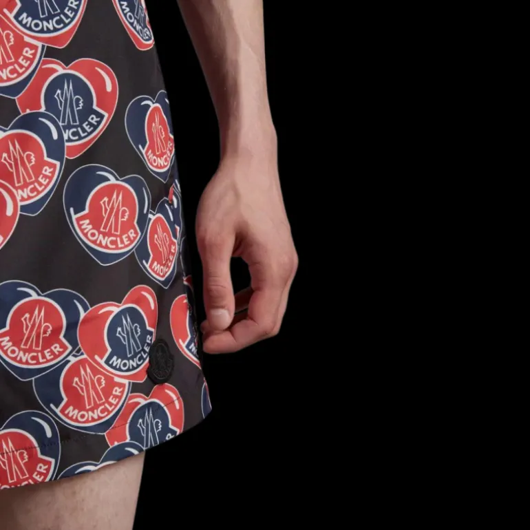 Maillot de bain Moncler noir multicoeur