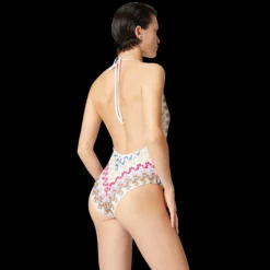 Maillot de bain une pièce MISSONI dentelle viscose lamé zigzag multicolore