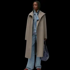 Manteau ceinturé LOEWE col châle laine cachemire beige taupe