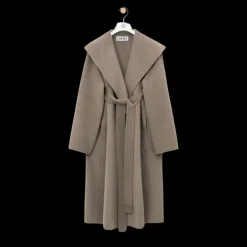 Manteau ceinturé LOEWE col châle laine cachemire beige taupe