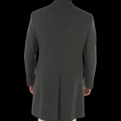 Manteau CORNELIANI laine chevrons gris poche rabat