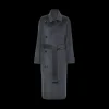 Manteau croisé PHILOSOPHY DI LORENZO SERAFINI long laine gris col militaire ceinture