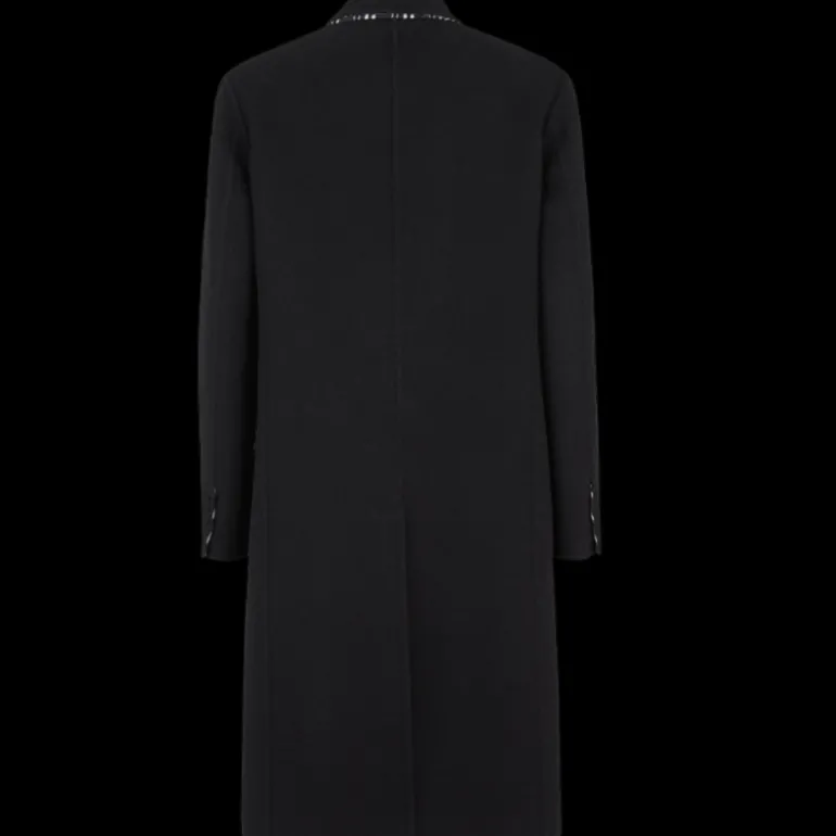 Manteau croisé réversible FENDI laine noire FF Noir blanc