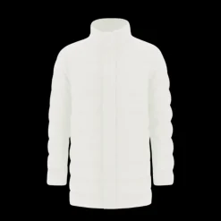 Manteau doudoune HERNO flanelle cachemire soie blanc col fourrure