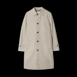 Manteau droit BURBERRY coton sergé beige gris doublure sous col check