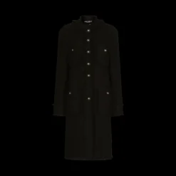 Manteau droit DOLCE & GABBANA simple bouton or tweed noir