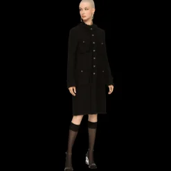 Manteau droit DOLCE & GABBANA simple bouton or tweed noir