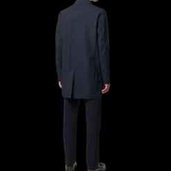 Manteau droit HERNO imperméable stretch bleu marine