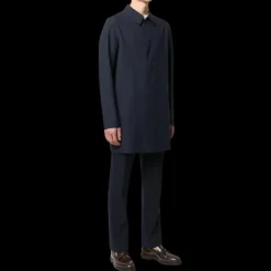 Manteau droit HERNO imperméable stretch bleu marine