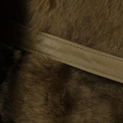 Manteau long ample YVES SALOMON col montant agneau vert kaki ceinture