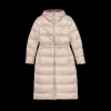 Manteau long doudoune MONCLER Boulogne capuche nylon beige réversible