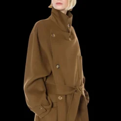 Manteau PHILOSOPHY by LORENZO SERAFINI boutonnière croisée col montant laine marron